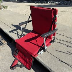 VTG Ozark Trail Stadium Seat Chair Legless with Hooks Storage Room Red Foldable (Silver Lake)