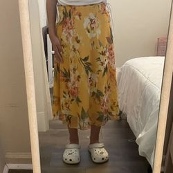 yellow floral skirt