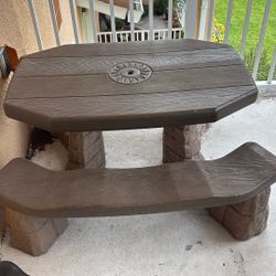 Brown Kids Bench And Table