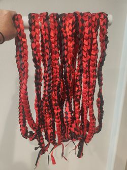 Black And Red Ribbon Graduation Leis