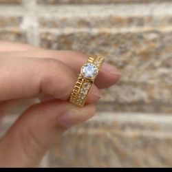 S925 gold plated 0.45Ct AAA CZ Ring