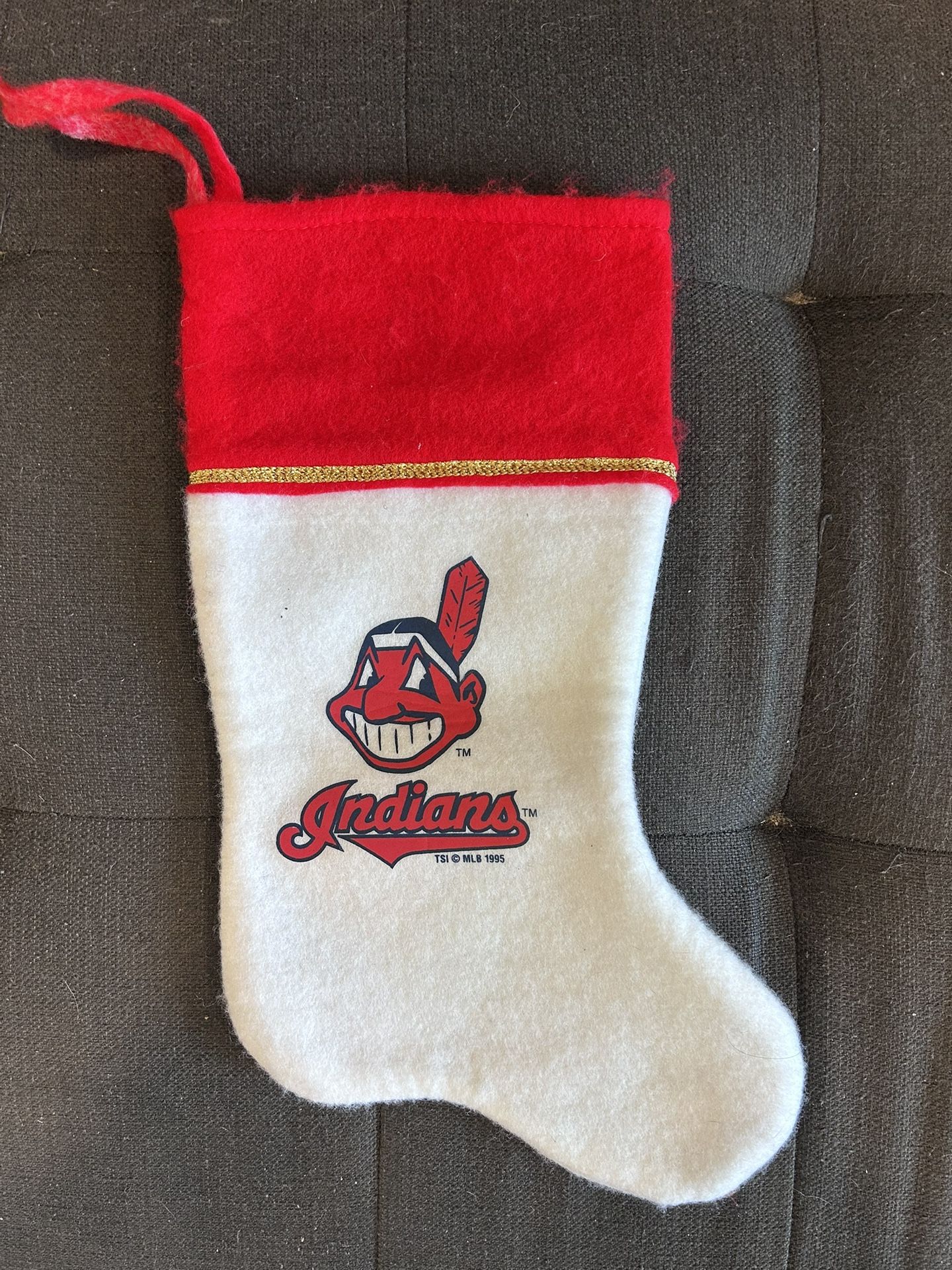 Cleveland Indians Chief Wahoo Christmas Stocking Logo Felt VTG 1995 Baseball