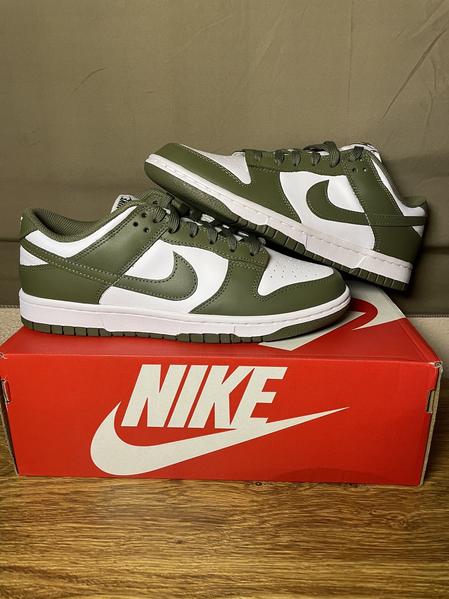 nike dunks white olives!