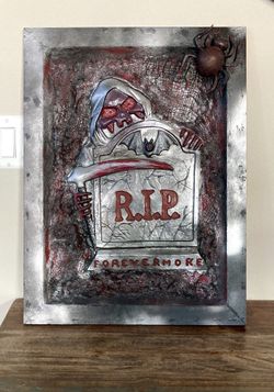 Handmade 18x24 cement Halloween 3D textured wall decor