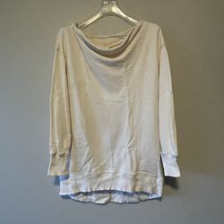 Pilcro By Anthropologie, Womens  Boatneck Sweater Ivory Cotton Fits Loose Size M