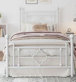 White metal bed frame (twin)