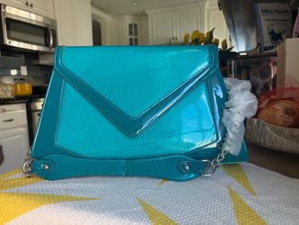 Teal Metallic Envelope Shoulder Bag