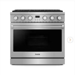 Contemporary 36-in 6 Burners Freestanding Gas Range with convection oven in Stainless Steel