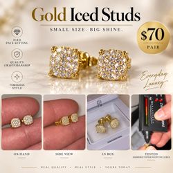 VVS1 Iced Circle Stud Gold