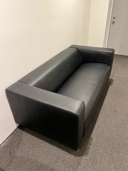IKEA Black Faux Leather Sofa – Excellent Condition