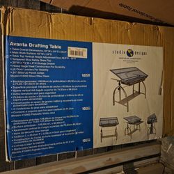 Adjustable Drafting Table With Glass Top And Drawers