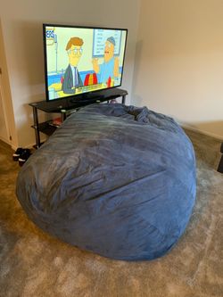 Large Bean Bag Chair Blue Suede