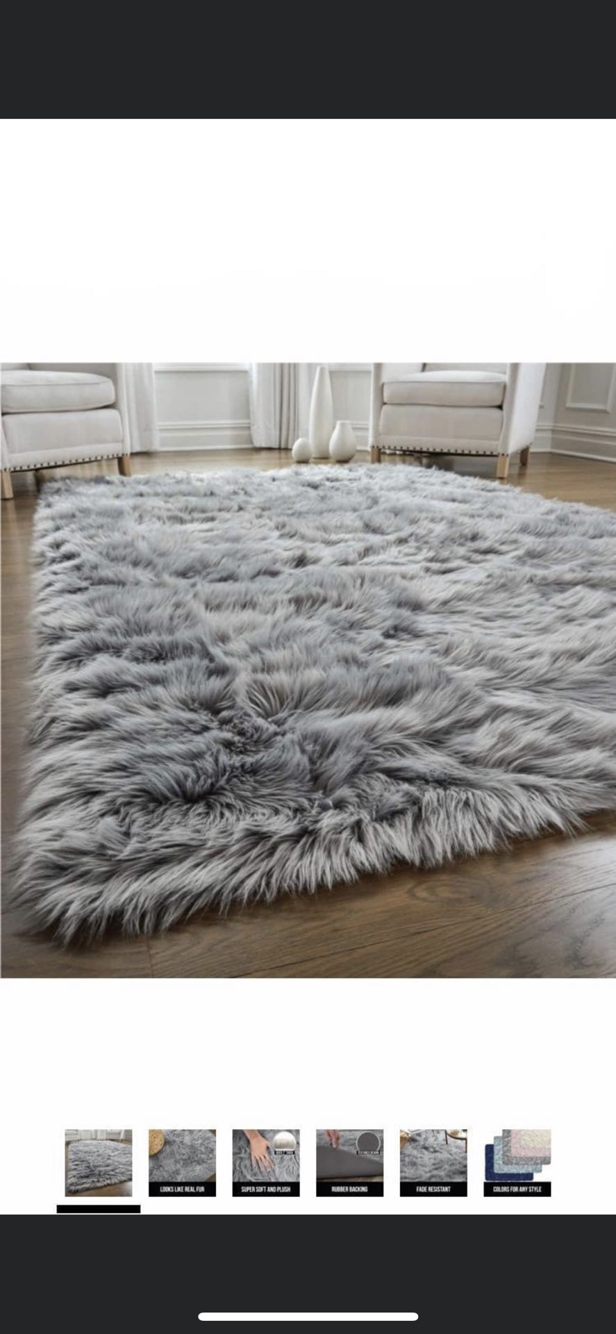 Gorilla Grip Thick Fluffy Faux Fur Washable Rug, Shag Carpet Rugs