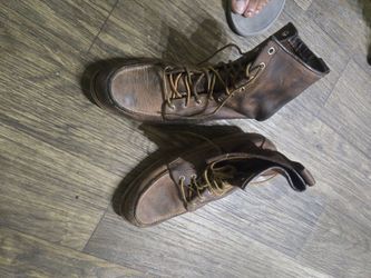 Brown Leather Lace-Up Red Wings Work Boots