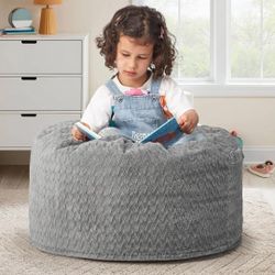 Hobestluk Bean Bag Chairs 2.5FT Bean Bag Chair with Memory Foam Filled & Chevron Plush Fur Cover Small Bean Bag Chairs for Playroom, Living Room, Bedr