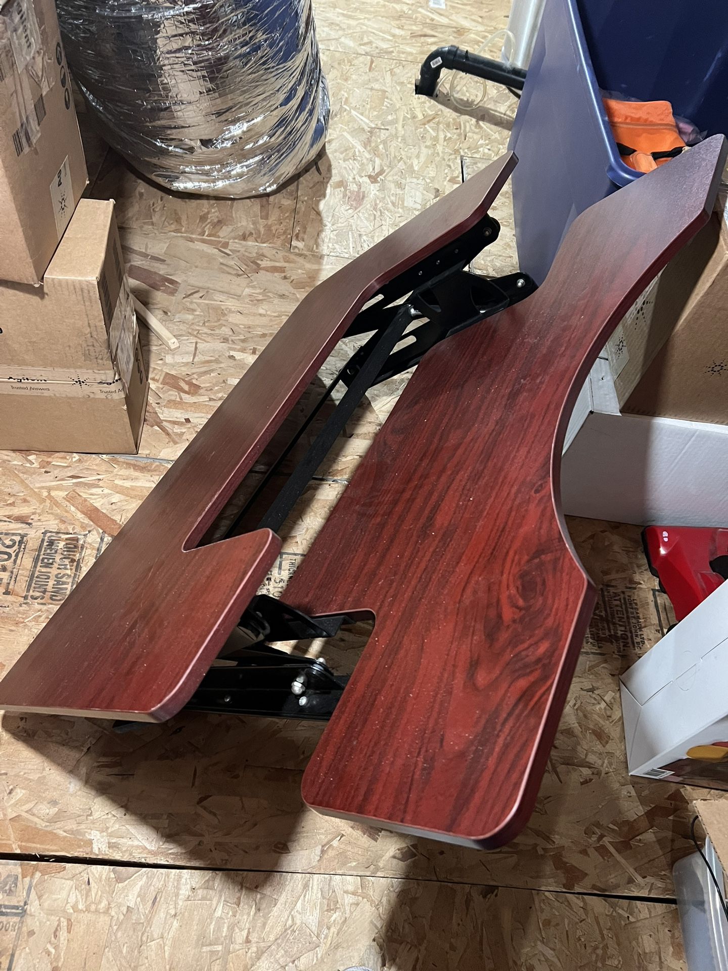 Adjustable Computer Desk Top Standing Riser Cherry Wood Color Barely Used 50 Dollars