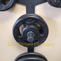 Two 25lb York Rubber Iso Grip Olympic Weight Plates NEW