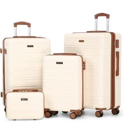 4 Piece Luggage Set Expandable ABS Travel Suitcase Set TSA Lock Hardshell Durable Lightweight Traveling Luggage Sets(Black,white,green)28in26in20in13i