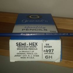 General's 497 6H Semi-Hex Hexagon Shape Drawing Pencils/Six Dozen 
