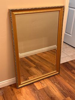 Large Ornate Gold Framed Wall Mirror – 40.5” x 28.5” – $50