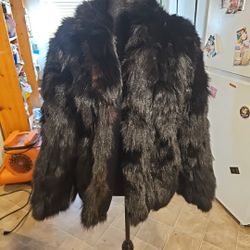 Black authentic fox fur size small medium