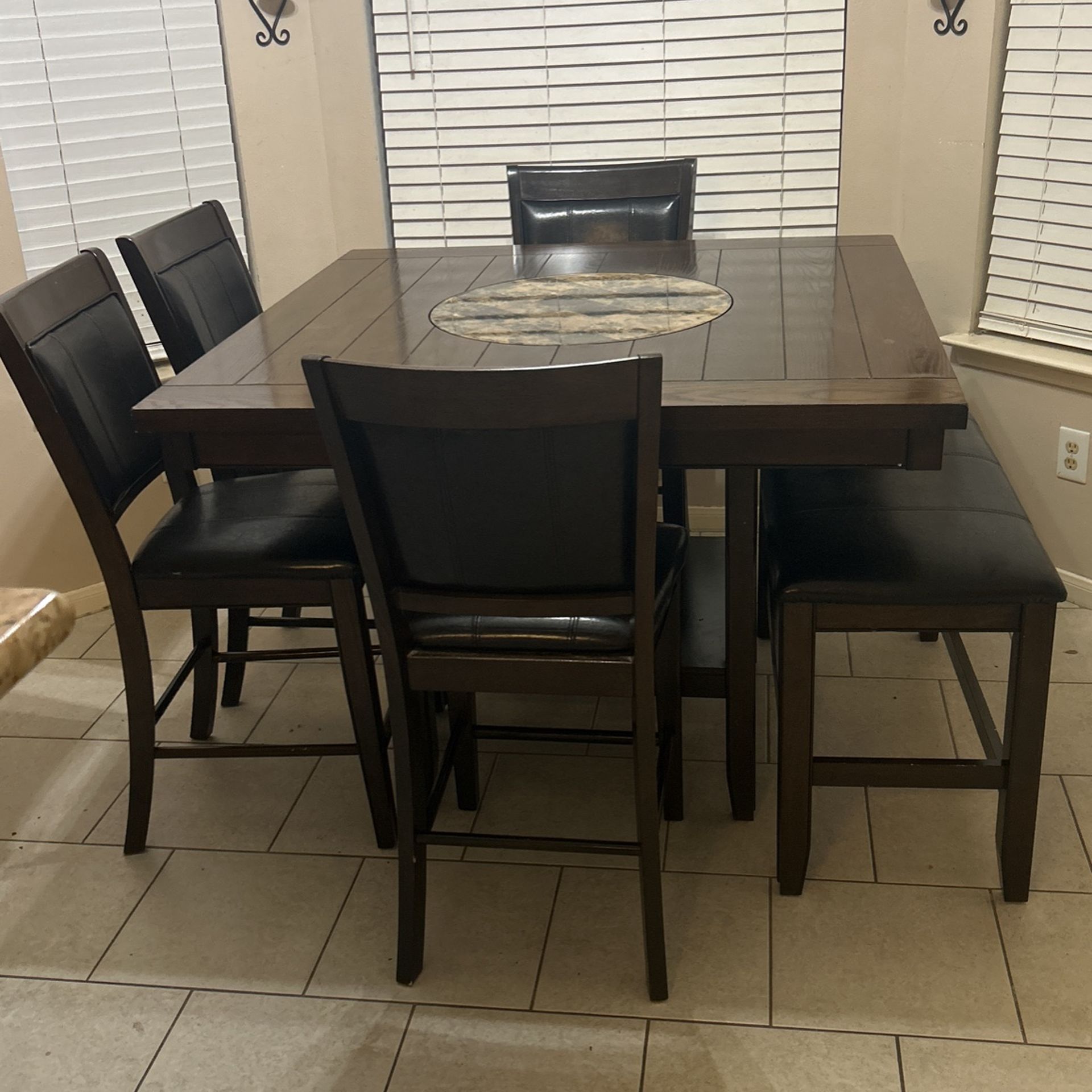 Table With 4 Chairs & Bench 