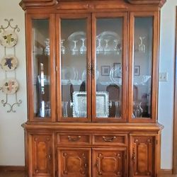 Lighted Hardwood Hutch