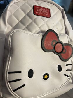 Hello Kitty Quilted White Faux-Leather with Red Straps Mini Backpack - Sanrio