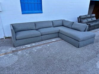Lee Industries Luxury Gray-Blue Sectional Sofa with Chaise – High-End Designer Furniture