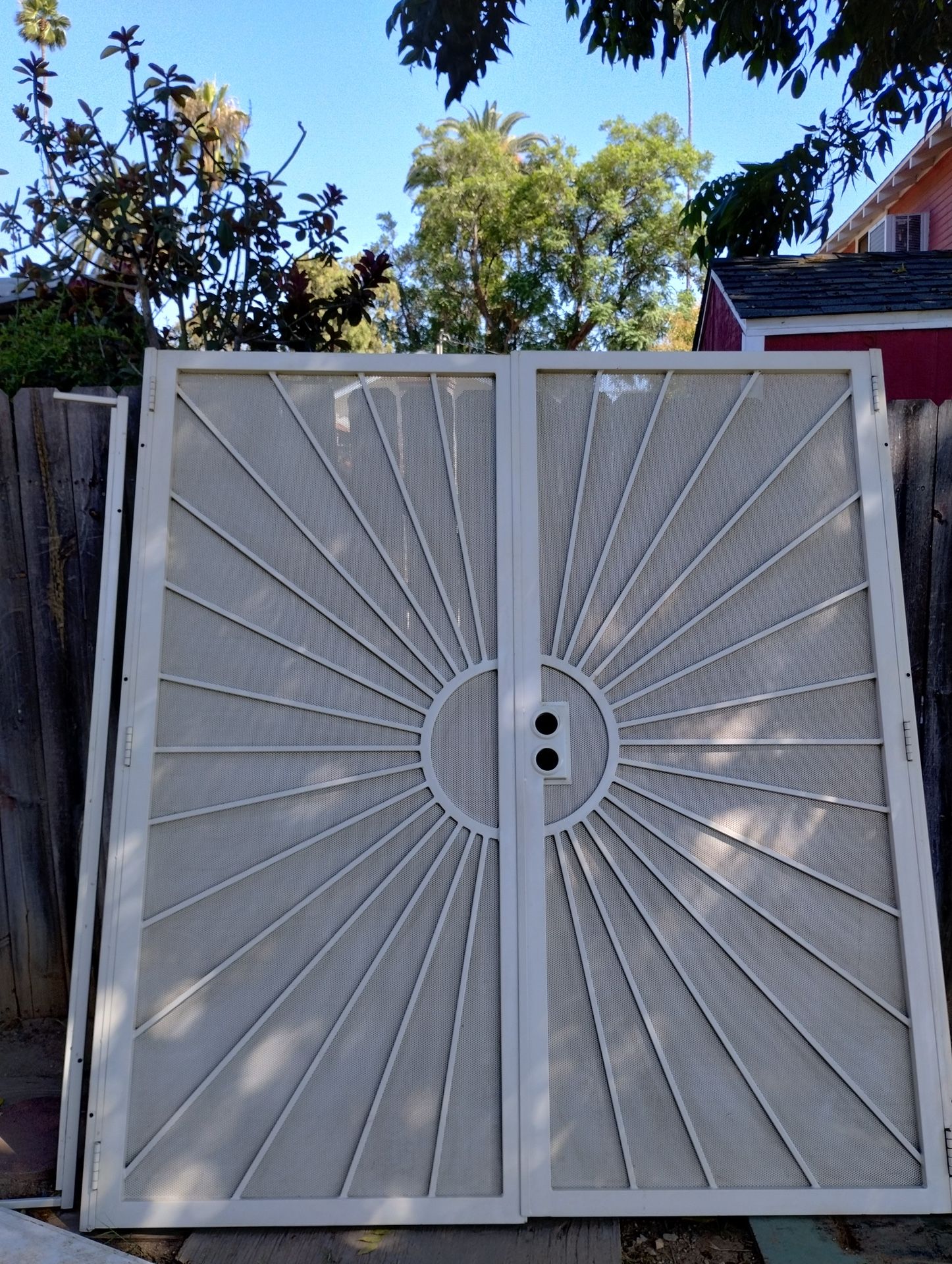 Screened 72x80 Solana Navajo White Double Security Doors