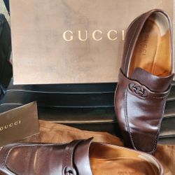 Gucci 181839 ABM00 1000 Moca Pelle S. Delone Nero Delon D 8 Men's Shoes