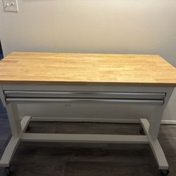 Husky: Tool Storage 62 in. W White Adjustable Height Work Table with 2-Drawers