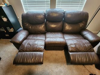 Brown Leather Reclining Sofa