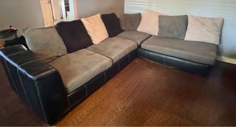 Modern 2-Piece Faux Leather & Microfiber L-Shaped Sectional Sofa – Comfort Seating