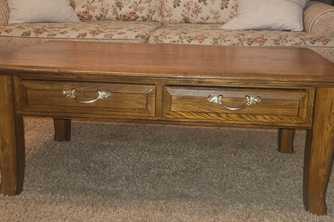 2 Drawer Oak Coffee Table