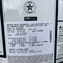 40 Gallon Propane Water Heater. 