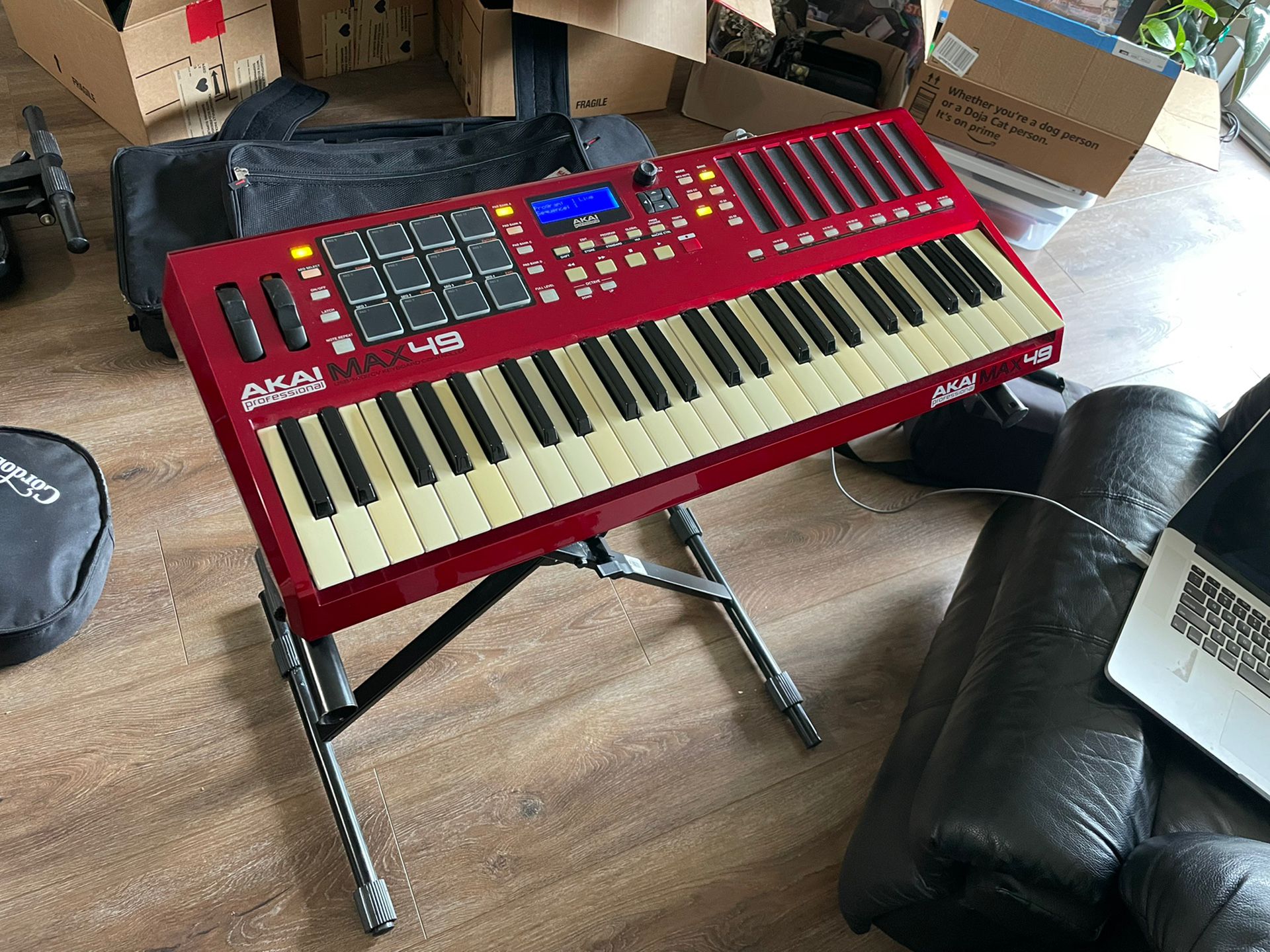 AKAI Professional MAX 49 MIDI Keyboard (w/ USB Cord, Stand, And Gator Carrying Case)