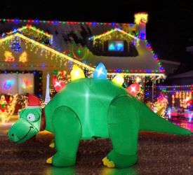 5ft Inflatable Christmas Stegosaurus LED Flashing Lighting Blow Up