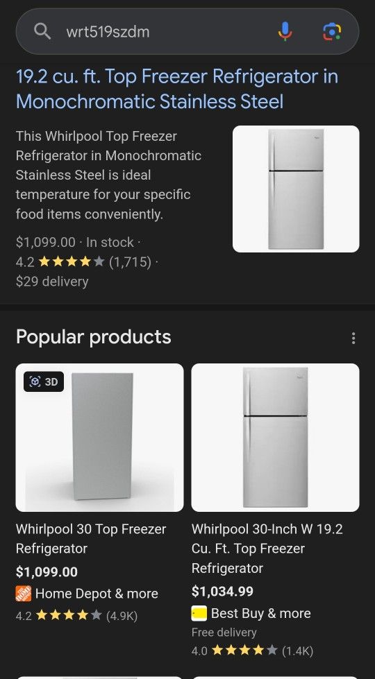 Brand New Whirlpool Fridge