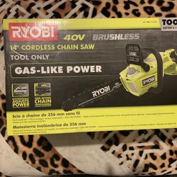 Ryobi 40 Volt Brushles 14 Inch  Chainsaw  Just Tool Only 