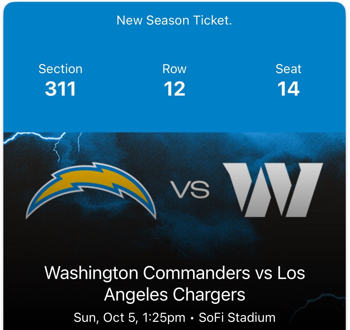 Commanders VS Chargers Sunday 10/5