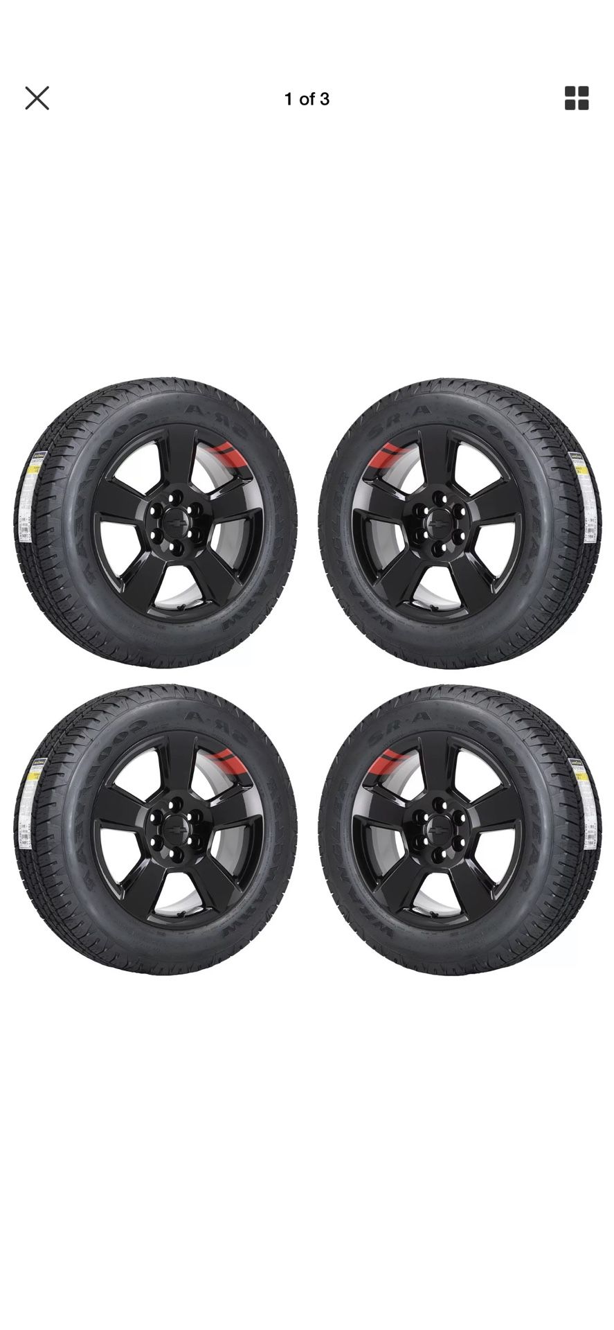 20" SILVERADO 1500 TRUCK RED-LINE BLACK WHEELS RIMS TIRES FACTORY OEM SET 4 5652