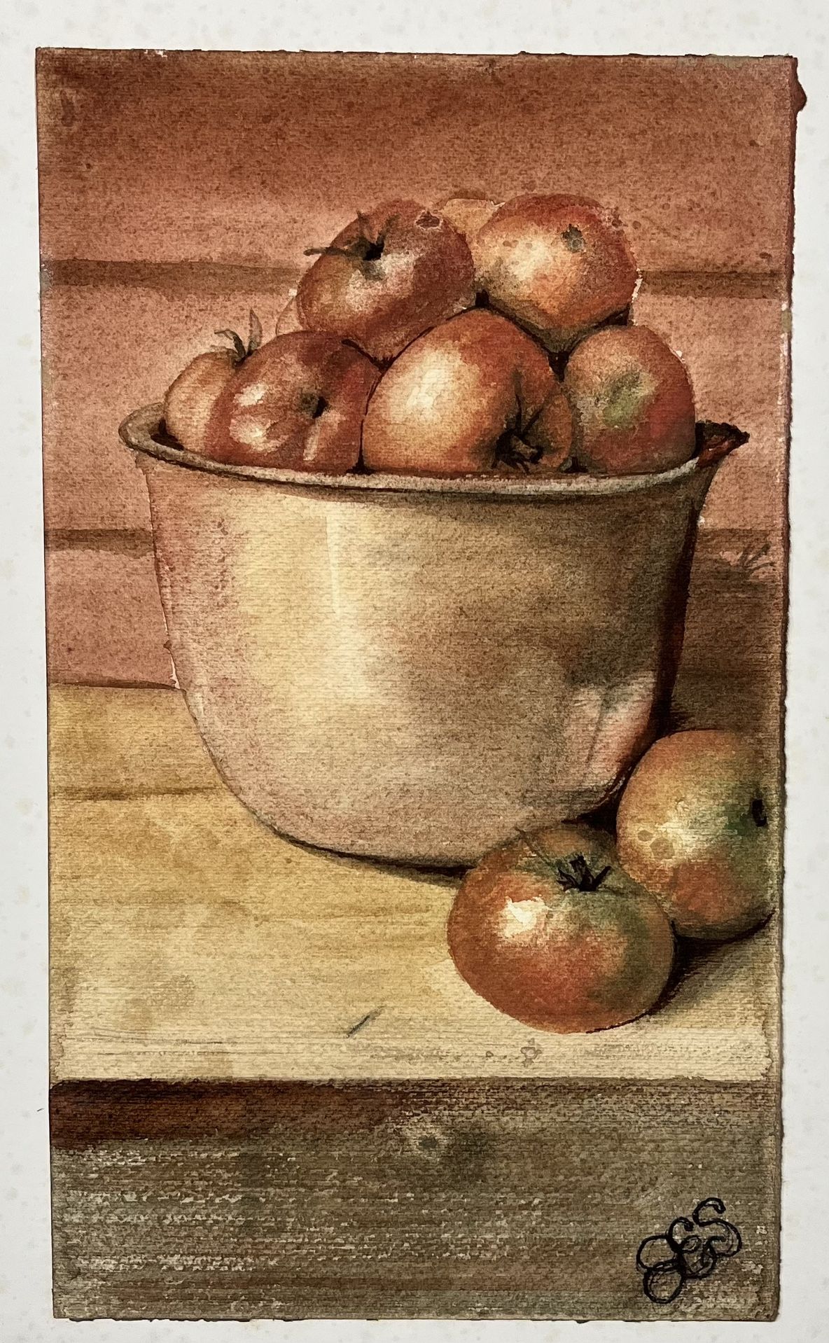 Copper Bowl With Tomatoes Original Watercolor