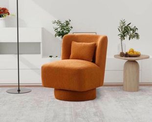 Modern Caramel / Orange Boucle Swivel Accent Chairs [NEW IN BOX] **Retails for $650