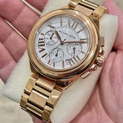 Michael Kors Rose Gold Chronograph Watch White Face