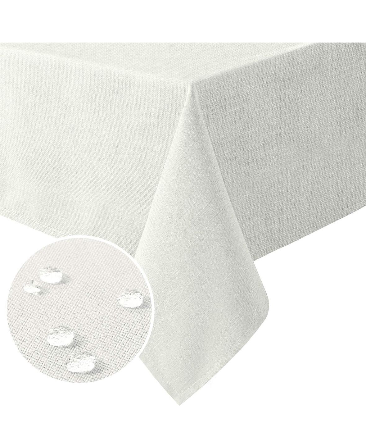 H.VERSAILTEX Linen Textured Table Cloths Rectangle 60 x 120 Inch. Ivory