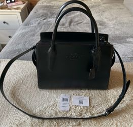Coach Leather Black Large Andrea Satchel Carryall Tote Purse