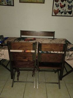 Industrial Wood and Metal Dining Set