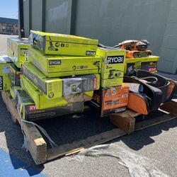 Pallet of 34 Ryobi & Ridgid Corded Electric Power Tools TESTED WORKS