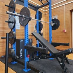 ➕️COMPLETE POWER RACK PACKAGE. RACK, ADJUSTABLE BENCH, ADVANCE OLYMPIC BARBELL, FULL SET OF BUMPER PLATES ( BRAND NEW IN THE BOX  )